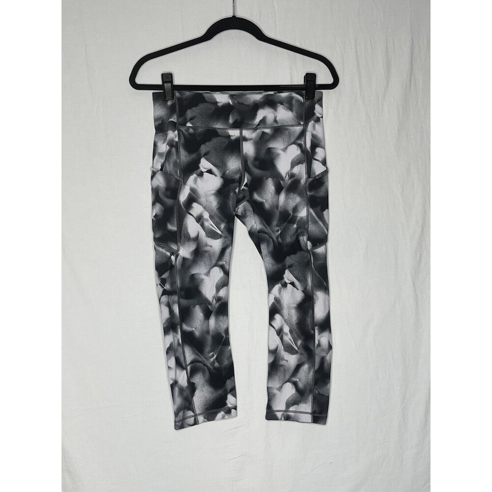Lululemon Leggings Womens 8 Speed Up Crop Blush Blossom Black White Mid Rise